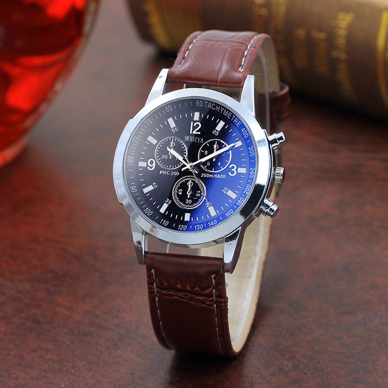 Fashion Blue Glass Belt Men's Watch Watches Men's Quartz Watches - Image 2