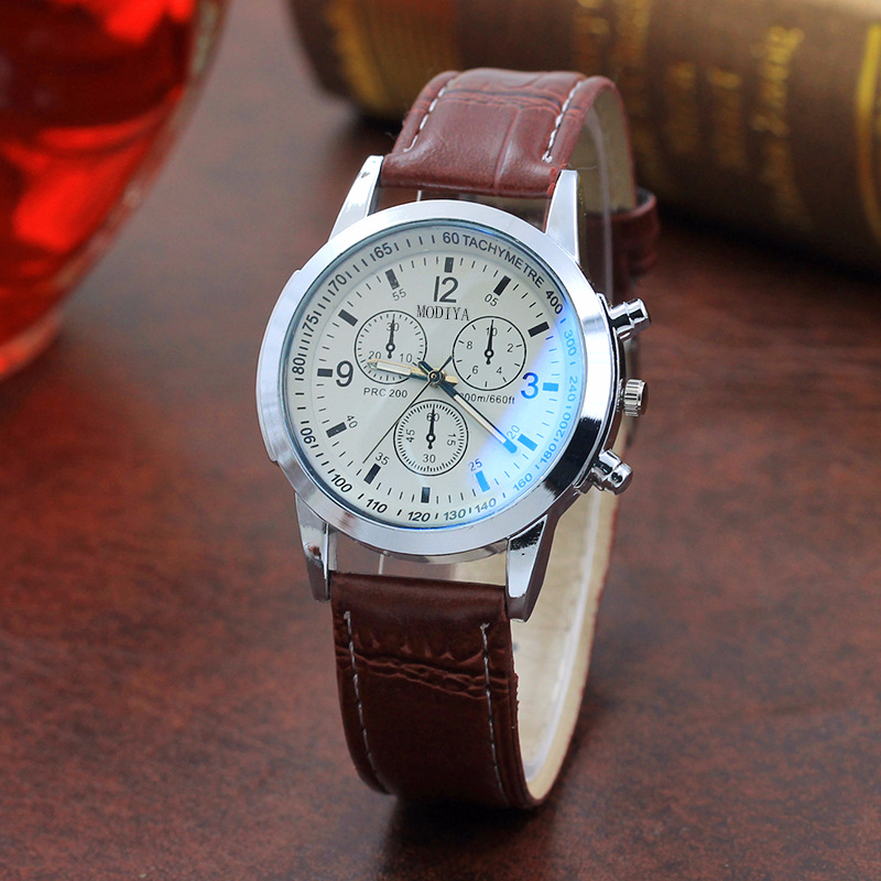 Fashion Blue Glass Belt Men's Watch Watches Men's Quartz Watches - Image 3