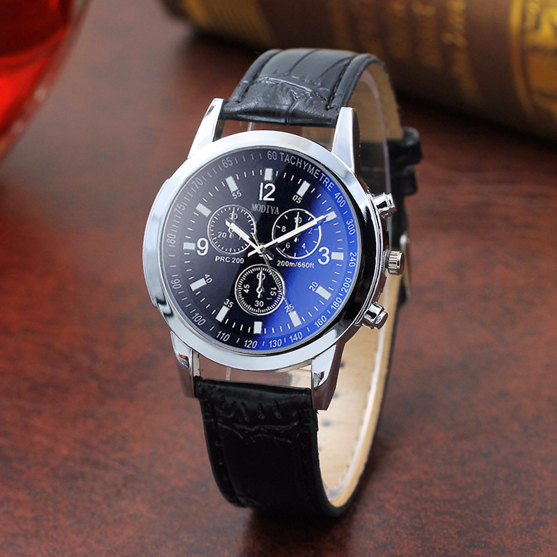 Fashion Blue Glass Belt Men's Watch Watches Men's Quartz Watches - Image 6